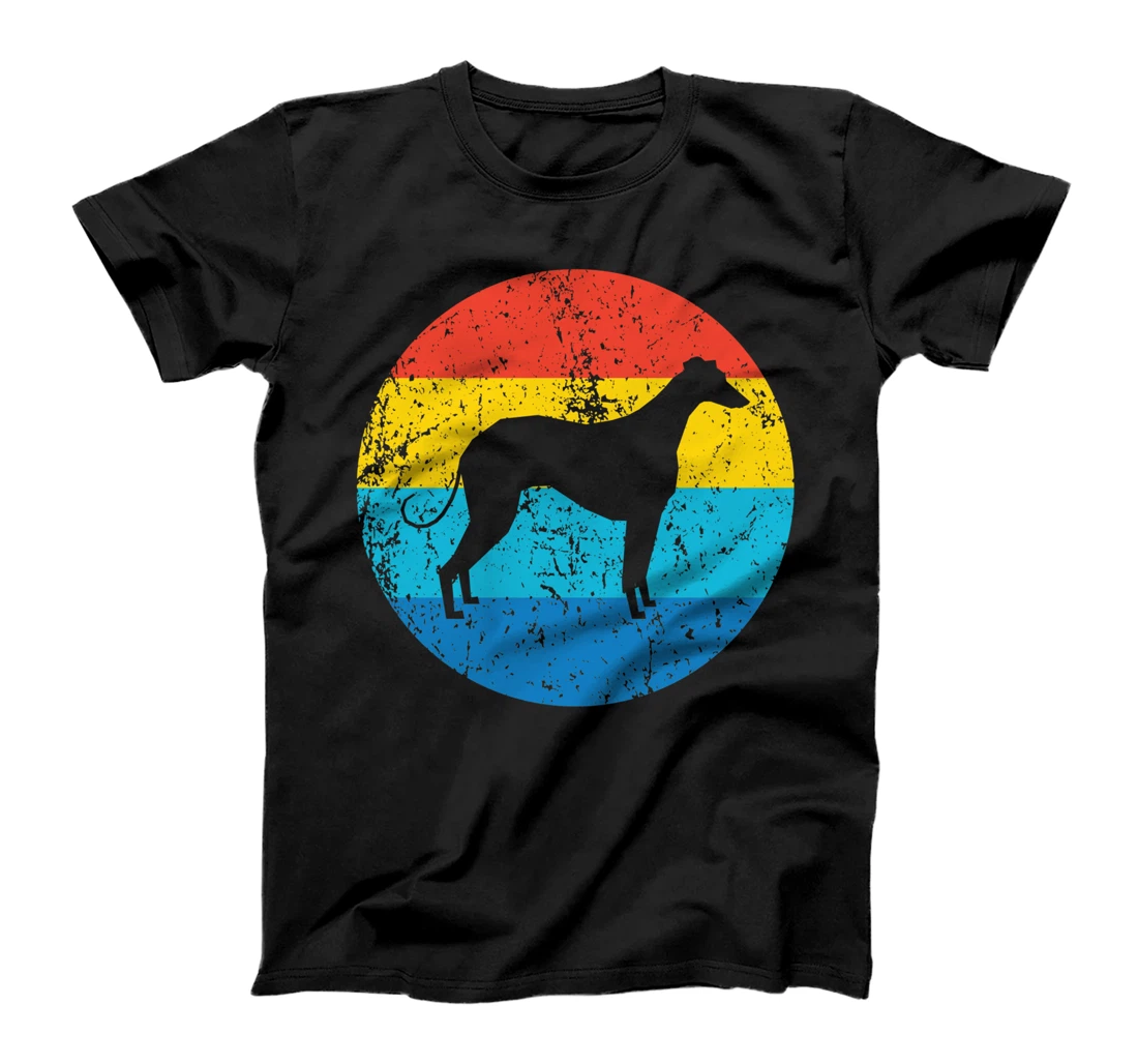 Greyhound Dog Breed Silhouette Retro 1970's Circle T-Shirt