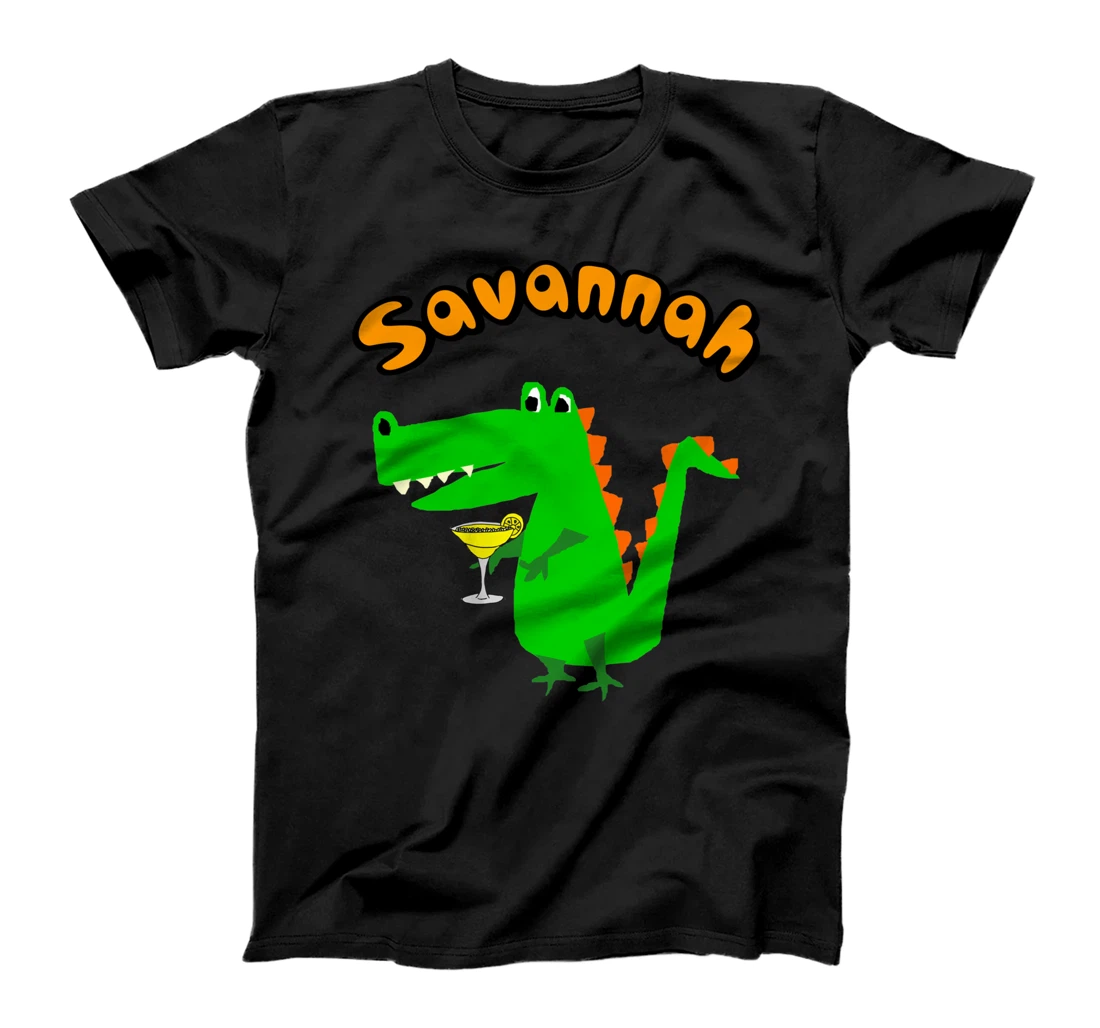 Smilenowtees Funny Alligator Drinking Margarita Savannah T-Shirt