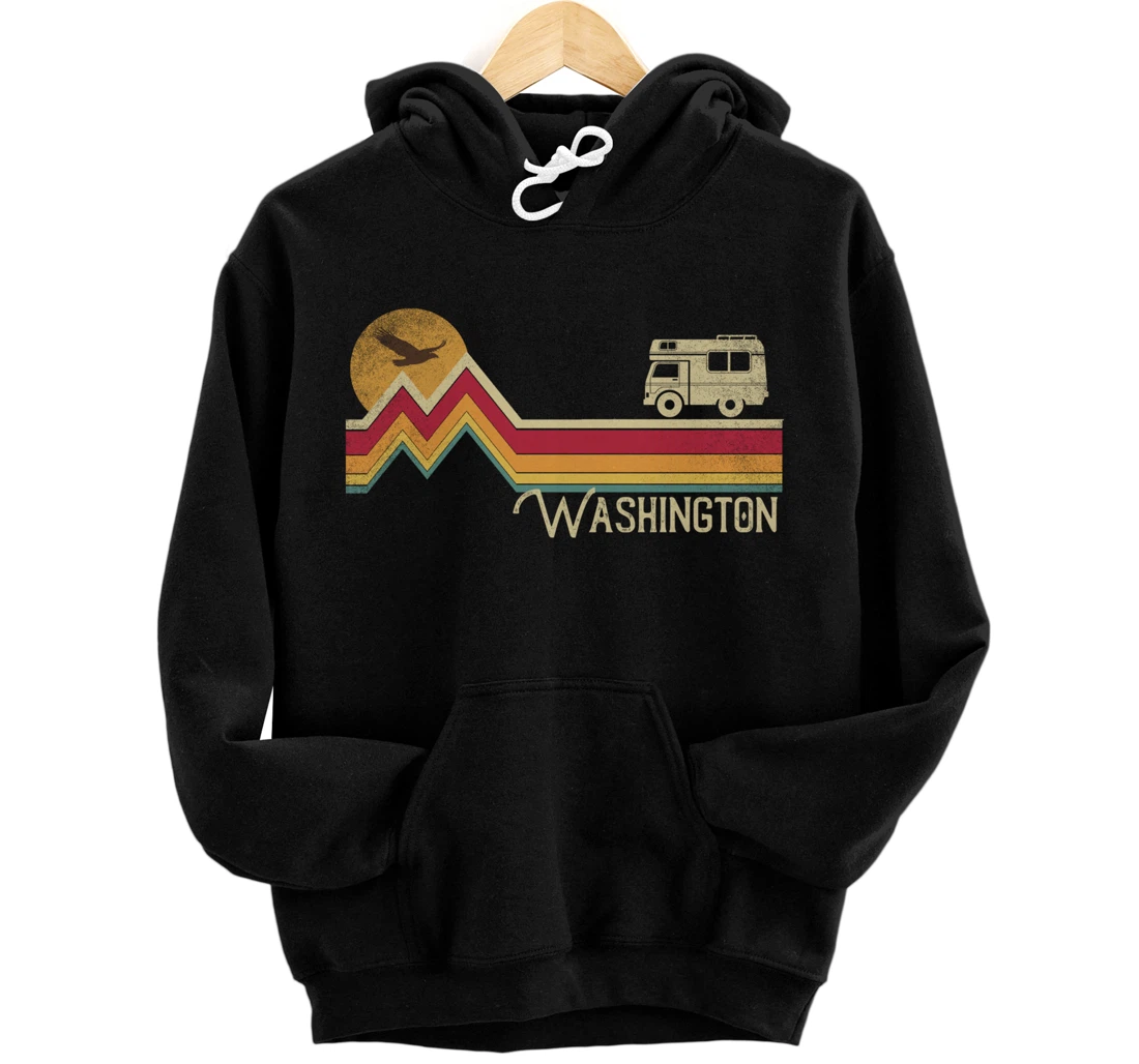 Personalized Washington Shirt Vintage Retro Camping Hiking Mountain Park Pullover Hoodie