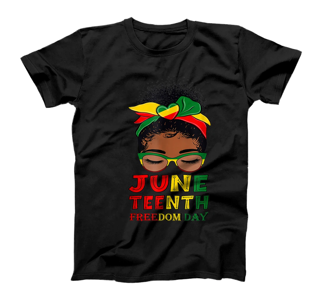 Juneteenth Since 1865 Messy Bun Black Women Freedom Day T-Shirt, Women T-Shirt