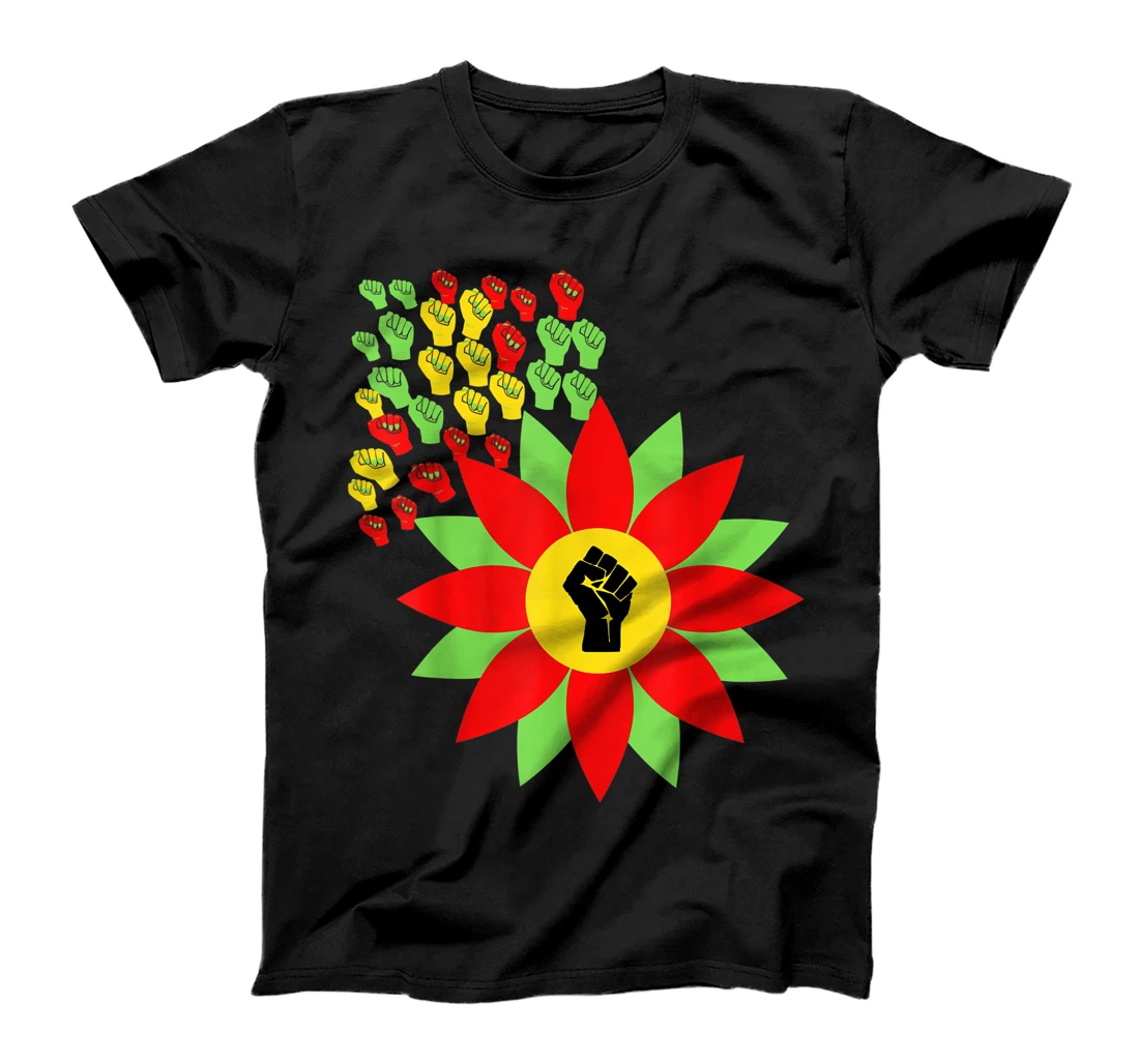 Juneteenth Sunflower Fist Black History African American T-Shirt, Women T-Shirt