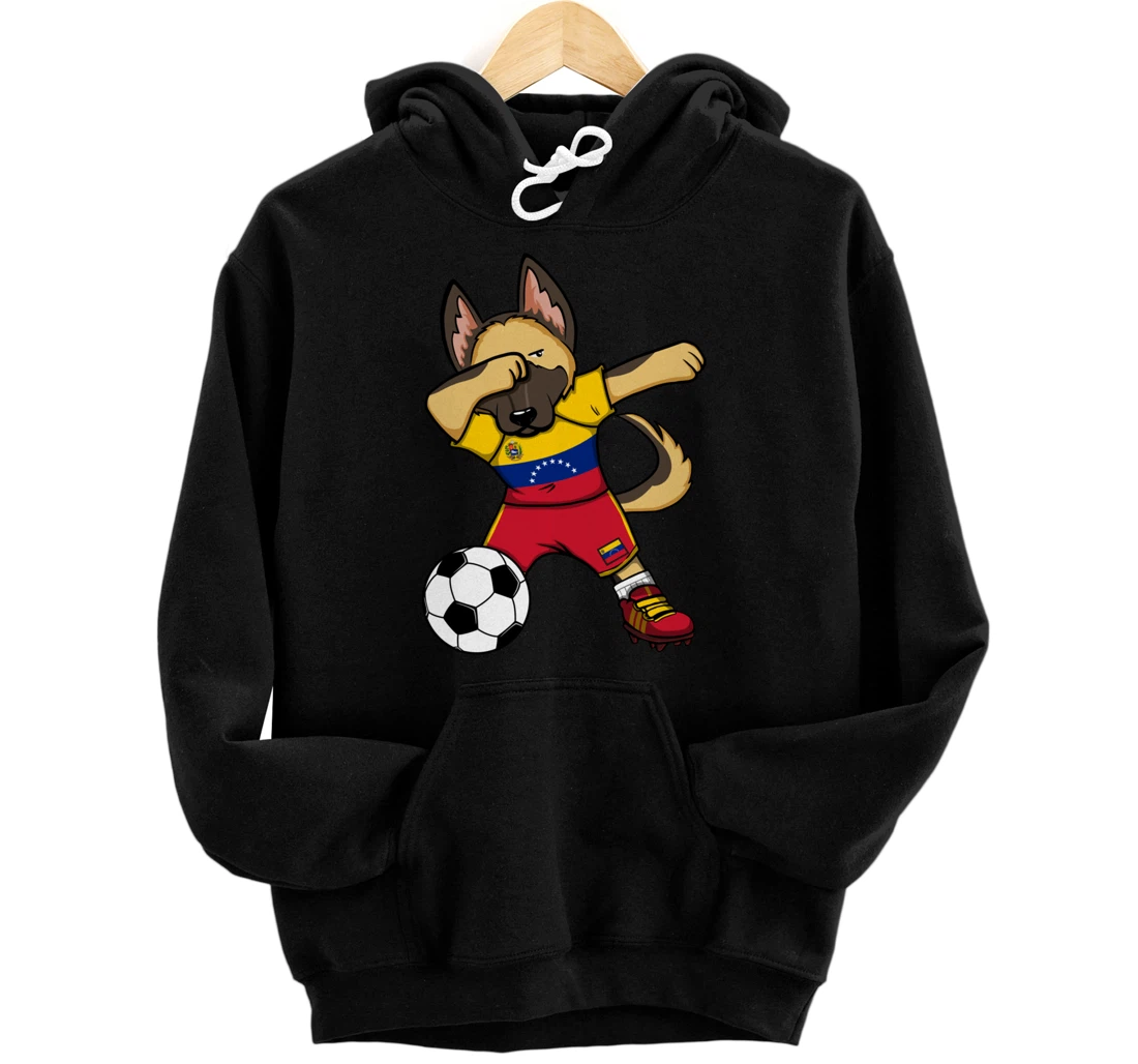 Personalized Dabbing German Shepherd Venezuela Soccer Fan Jersey Football Pullover Hoodie