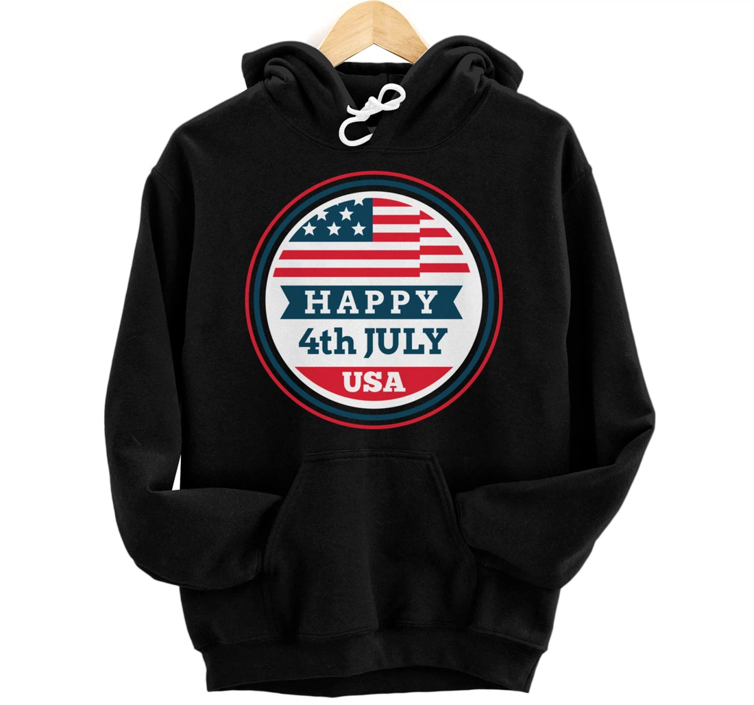 Happy 4th July Independence Day USA Flag National Colors Pullover Hoodie