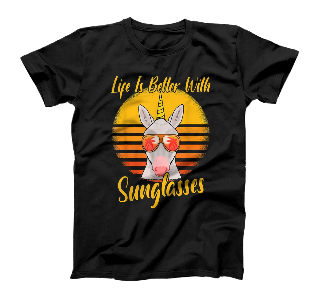 Personalized Sunglasses Retro Sunset Beach Vacation Unicorn T-Shirt, Kid T-Shirt and Women T-Shirt