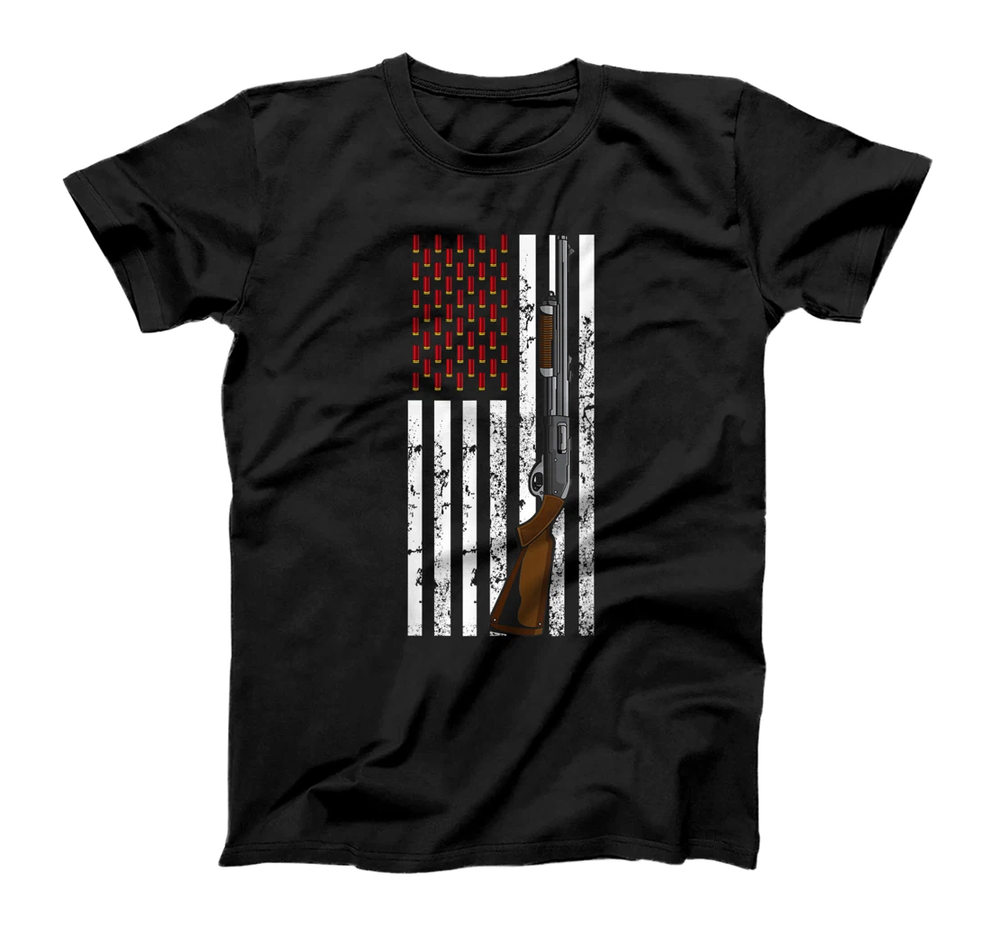 Personalized Clay Pigeon Shooting USA Flag - Shotgun & Cartridge Flag T-Shirt, Women T-Shirt