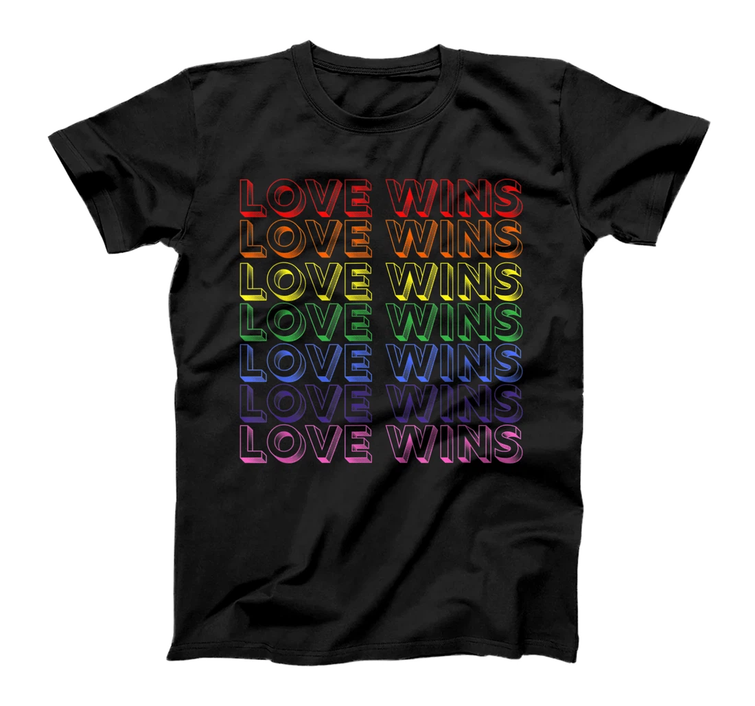 Personalized Rainbow Pride Month LGBTQ+ Love Wins T-Shirt, Women T-Shirt