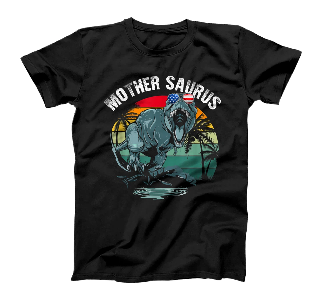 Mothersaurus T Rex Dinosaur Mother Saurus US Flag Family T-Shirt, Kid T-Shirt and Women T-Shirt