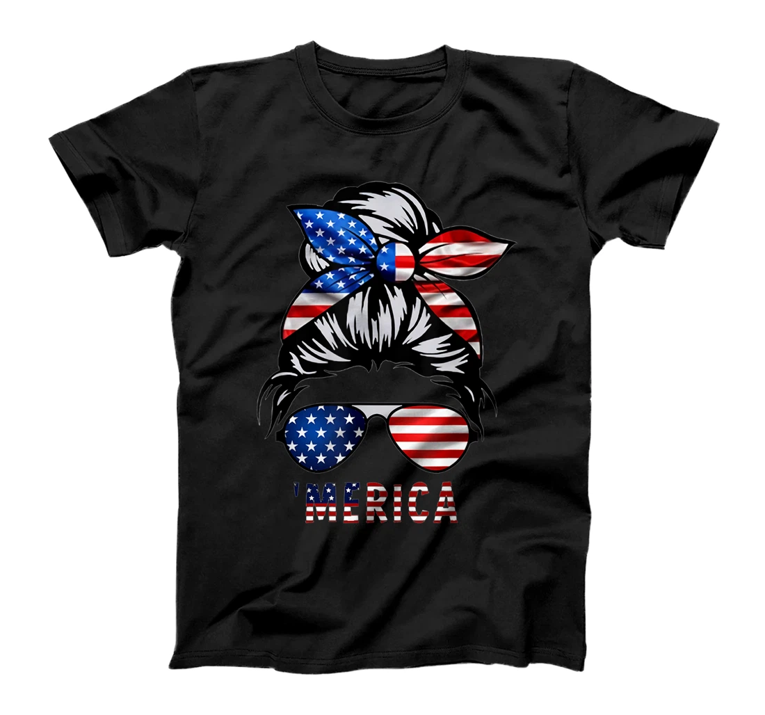 Merica Girl Sunglasses Patriotic 4th of July American Flag T-Shirt, Kid T-Shirt and Women T-Shirt