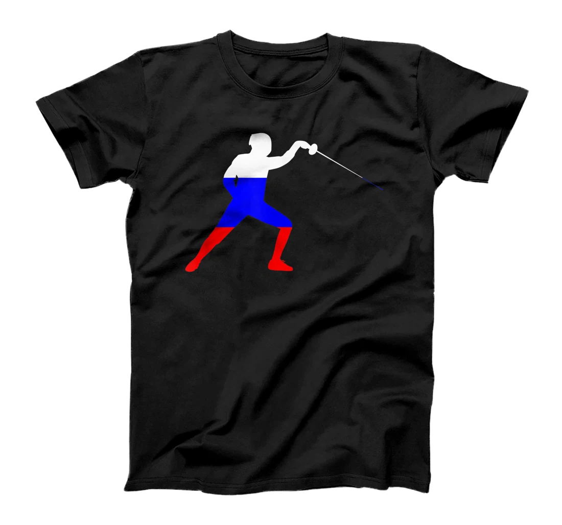 Fencing Russian Flag Epee Mask Men Competitive Fencer T-Shirt, Women T-Shirt