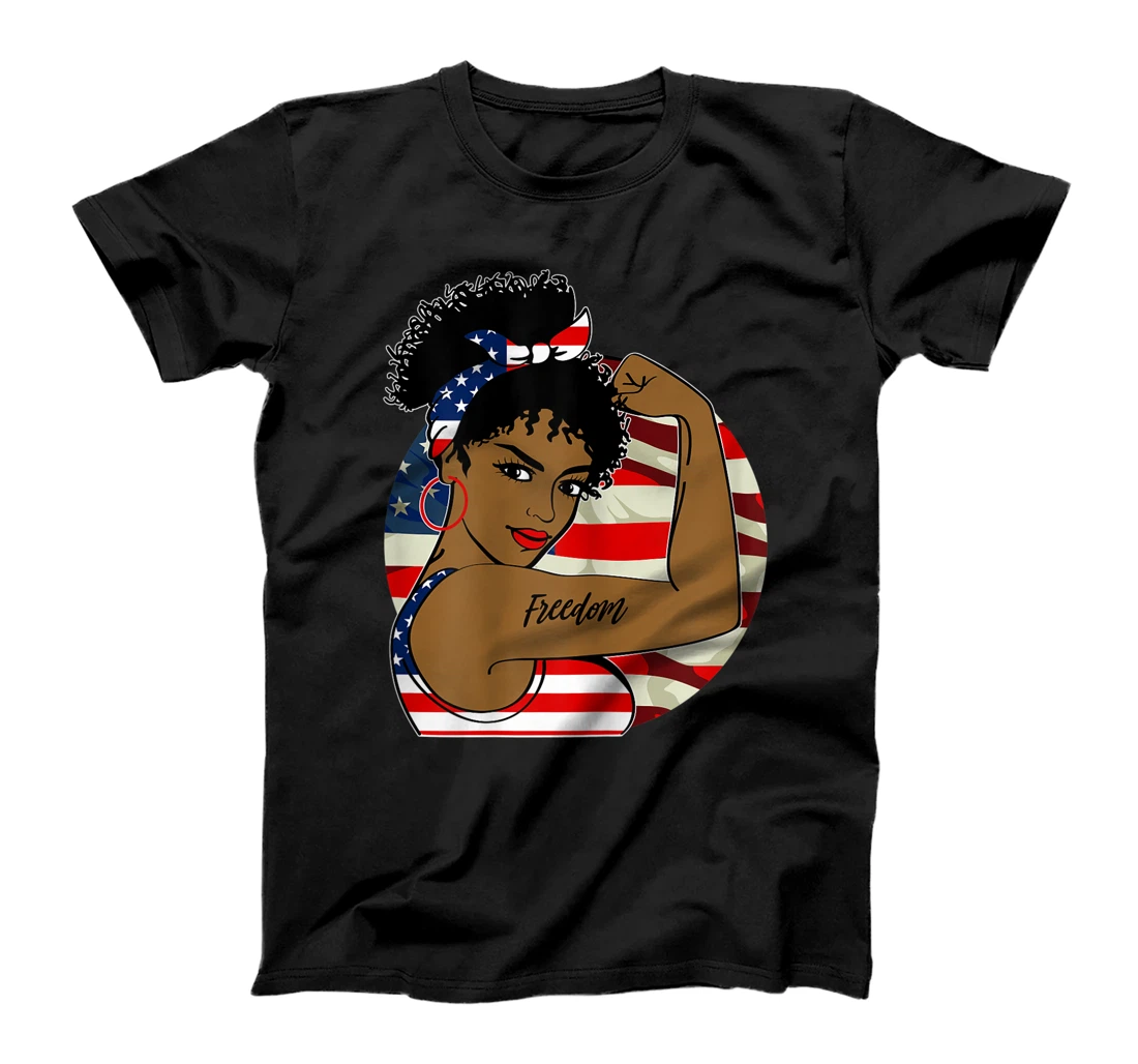 Womens Afro African American 4th of july Patriotic T-Shirt, Women T-Shirt