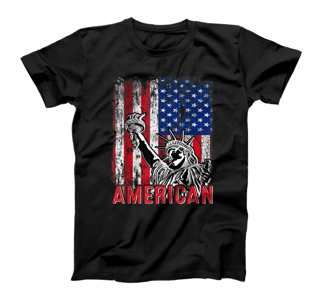 Vintage Fourth Of July American Flag Eagle Statue Of Liberty T-Shirt, Women T-Shirt