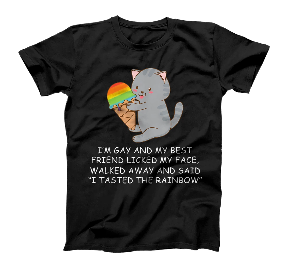 Funny LGBT Gay Pride Cat Taste The Rainbow T-Shirt, Women T-Shirt