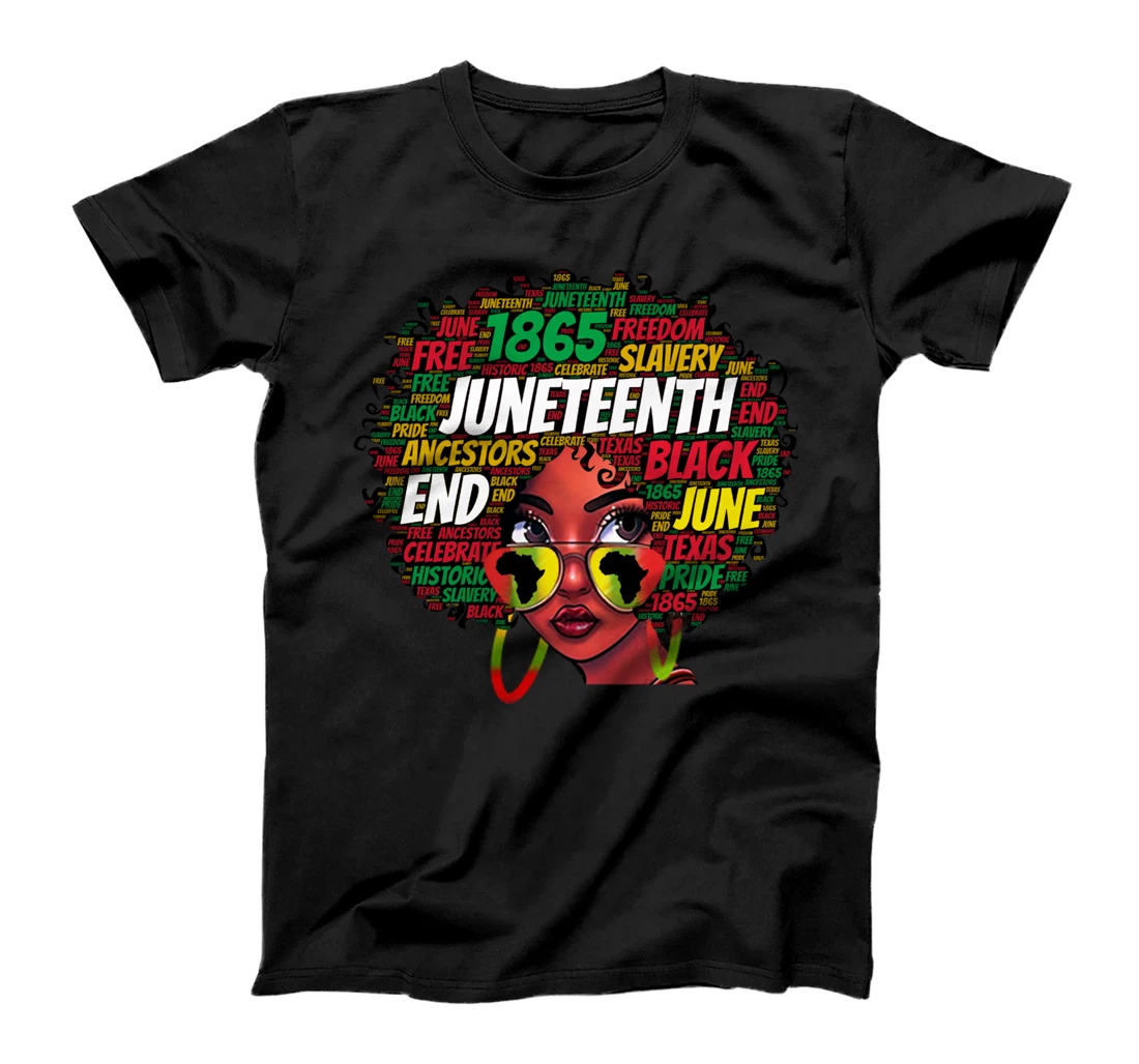 Black Women Messy Bun Juneteenth Celebrate Independence Day T-Shirt