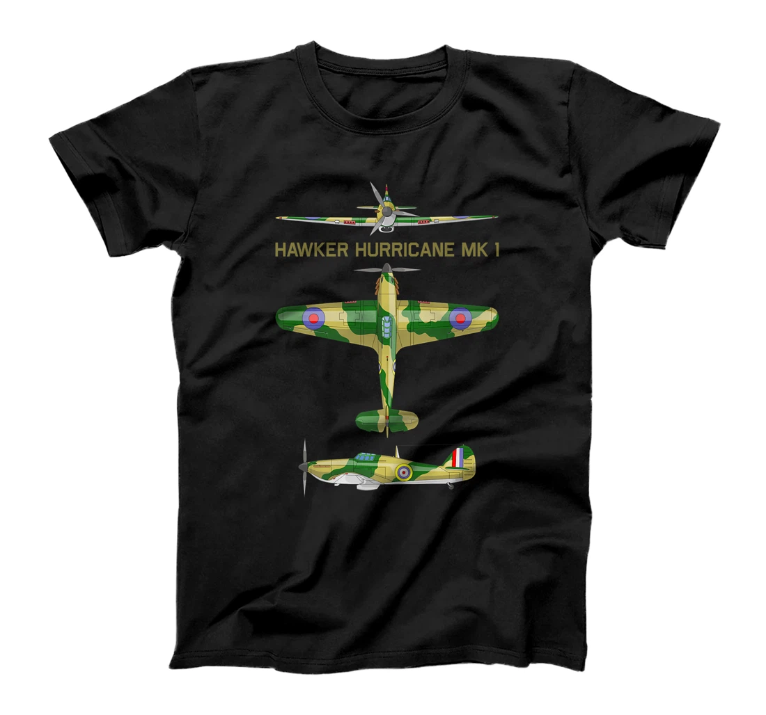 Hawker Hurricane Mk 1 One British WW2 Fighter Plane Diagram Premium T-Shirt, Kid T-Shirt and Women T-Shirt