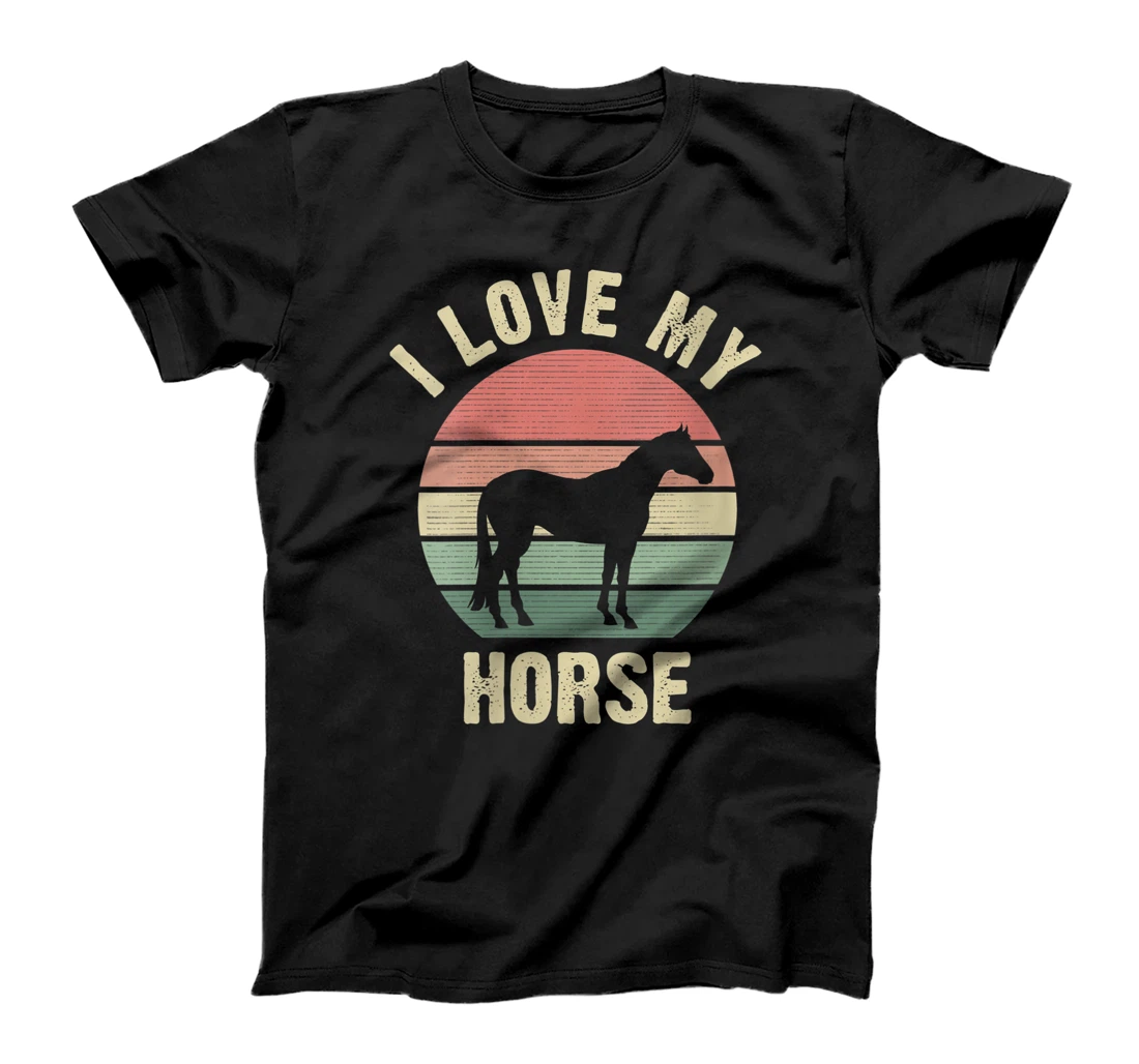 Personalized Womens I love my horse cute vintage horses theme lovers cute T-Shirt, Women T-Shirt