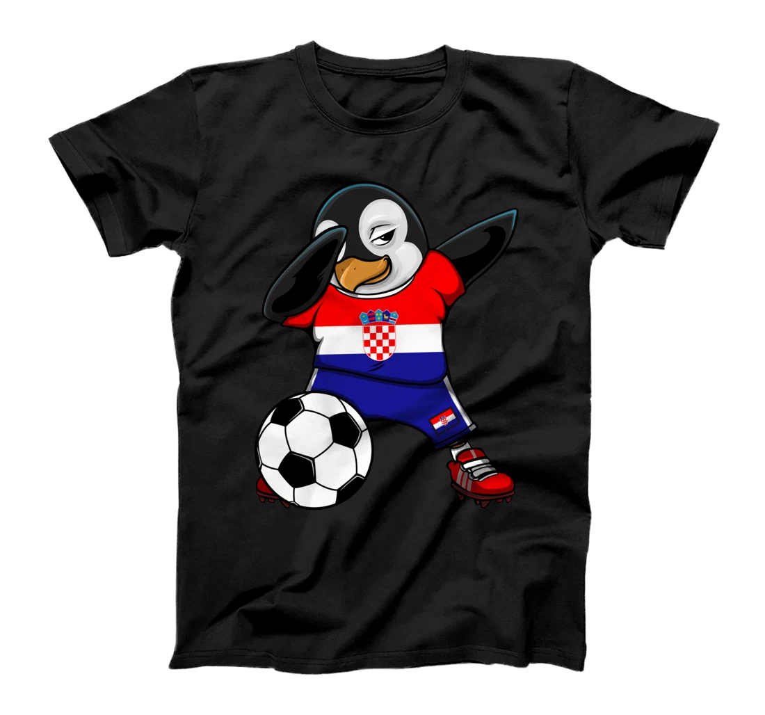 Personalized Dabbing Penguin Croatia Soccer Fans Jersey Football Lovers T-Shirt