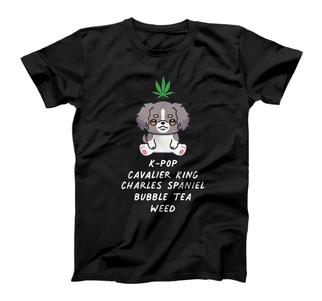 Personalized K-Pop Cavalier King Charles Spaniel Bubble Tea Weed Kawaii T-Shirt, Women T-Shirt
