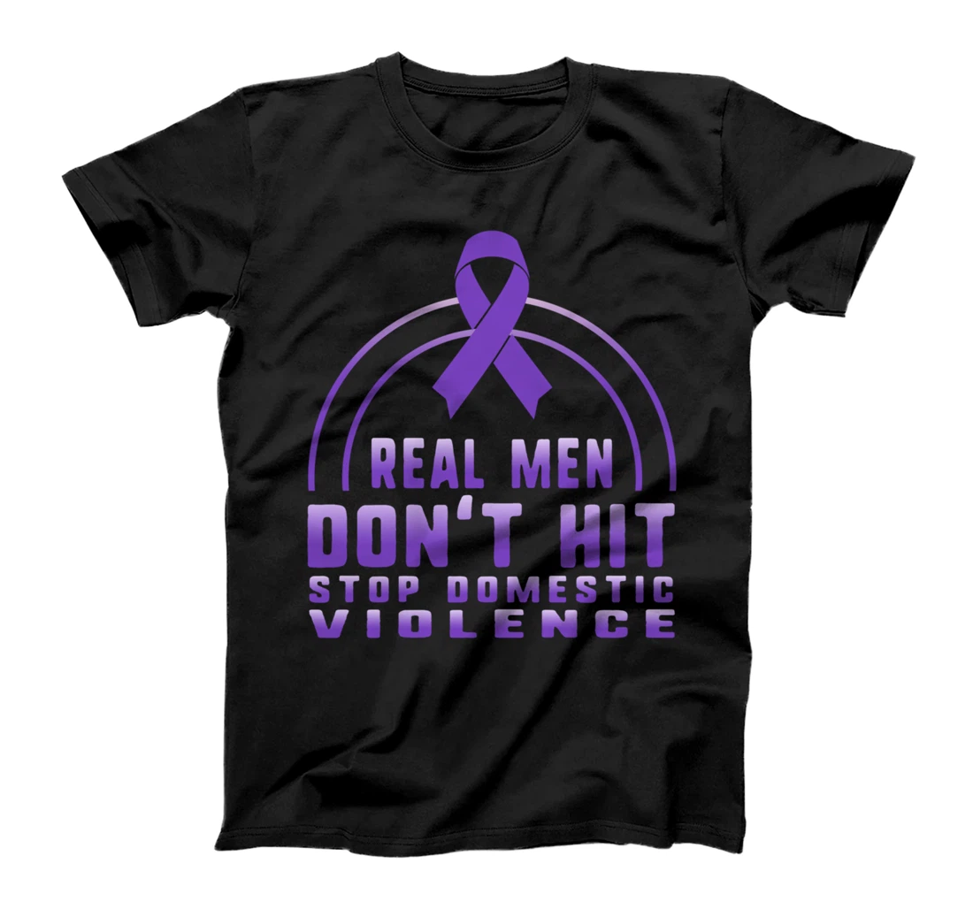 Personalized Domestic Violence Awareness Month Real Men Don't Hit Warrior T-Shirt