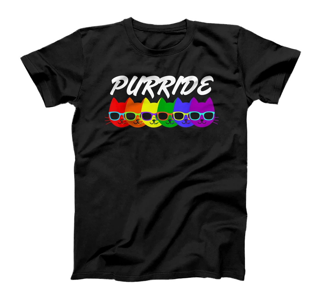 Personalized Purride Gay Pride Rainbow Flag Funny Cat Wearing Sunglasses T-Shirt, Kid T-Shirt and Women T-Shirt