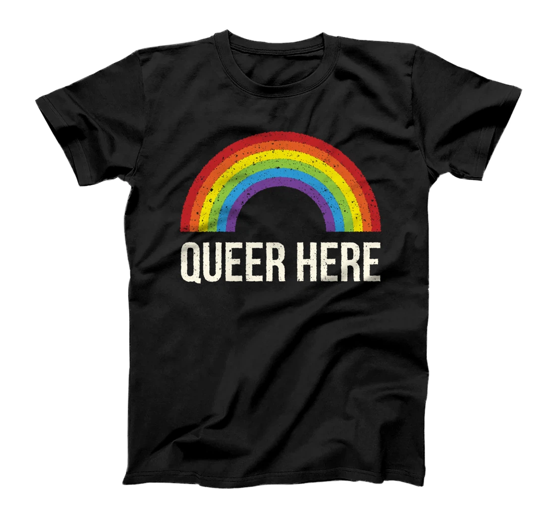 Personalized Queer Here LGBTQ Nonbinary Pride Gender Neutral Pride Month T-Shirt
