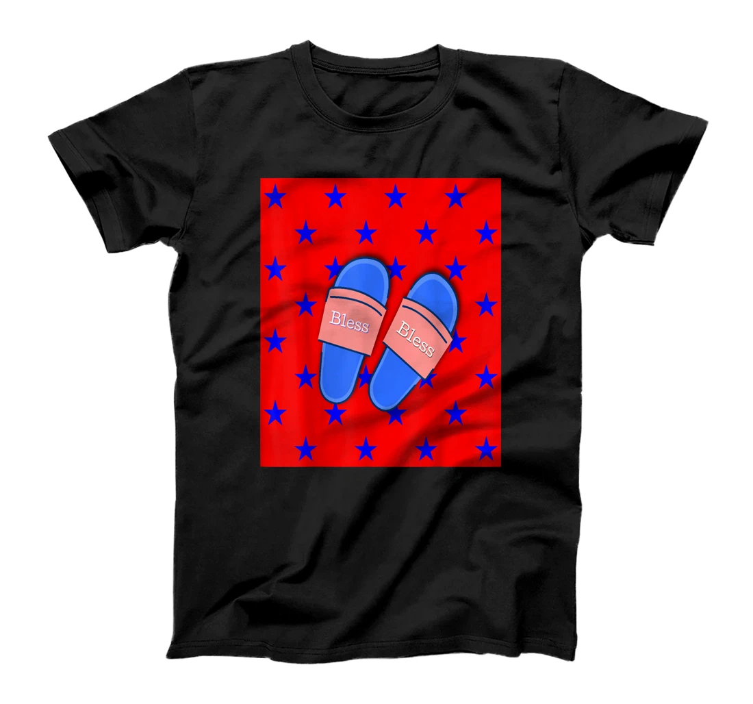 Personalized Bless sliders for July fourth with blue stars red background T-Shirt, Kid T-Shirt and Women T-Shirt
