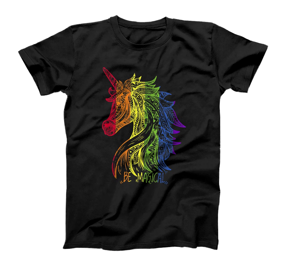 Personalized LGBTQ Pride Gay Equality Rainbow Unicorn, Be Magical T-Shirt, Women T-Shirt