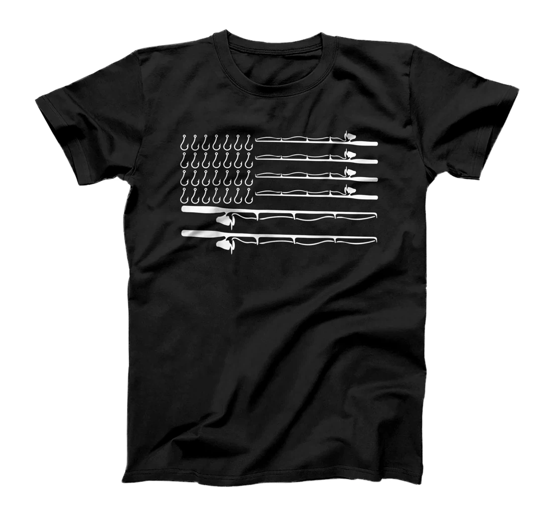 Personalized Fishing Fly Rod American Flag gift for Fisherman T-Shirt, Kid T-Shirt and Women T-Shirt