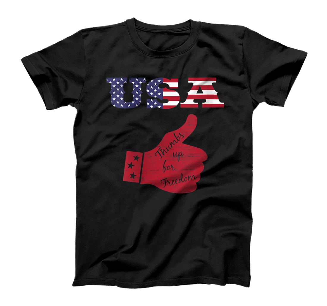 Personalized Womens USA THUMBS UP FOR FREEDOM - PATRIOTIC - 4TH OF JULY T-Shirt, Women T-Shirt