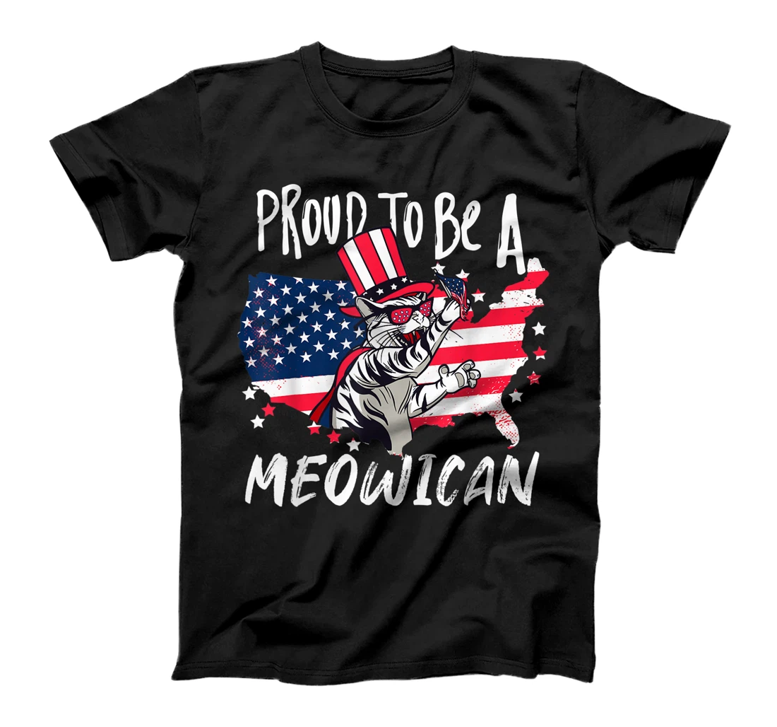 Fourth Of July Meowican Funny Cat American Independence Day T-Shirt, Kid T-Shirt and Women T-Shirt