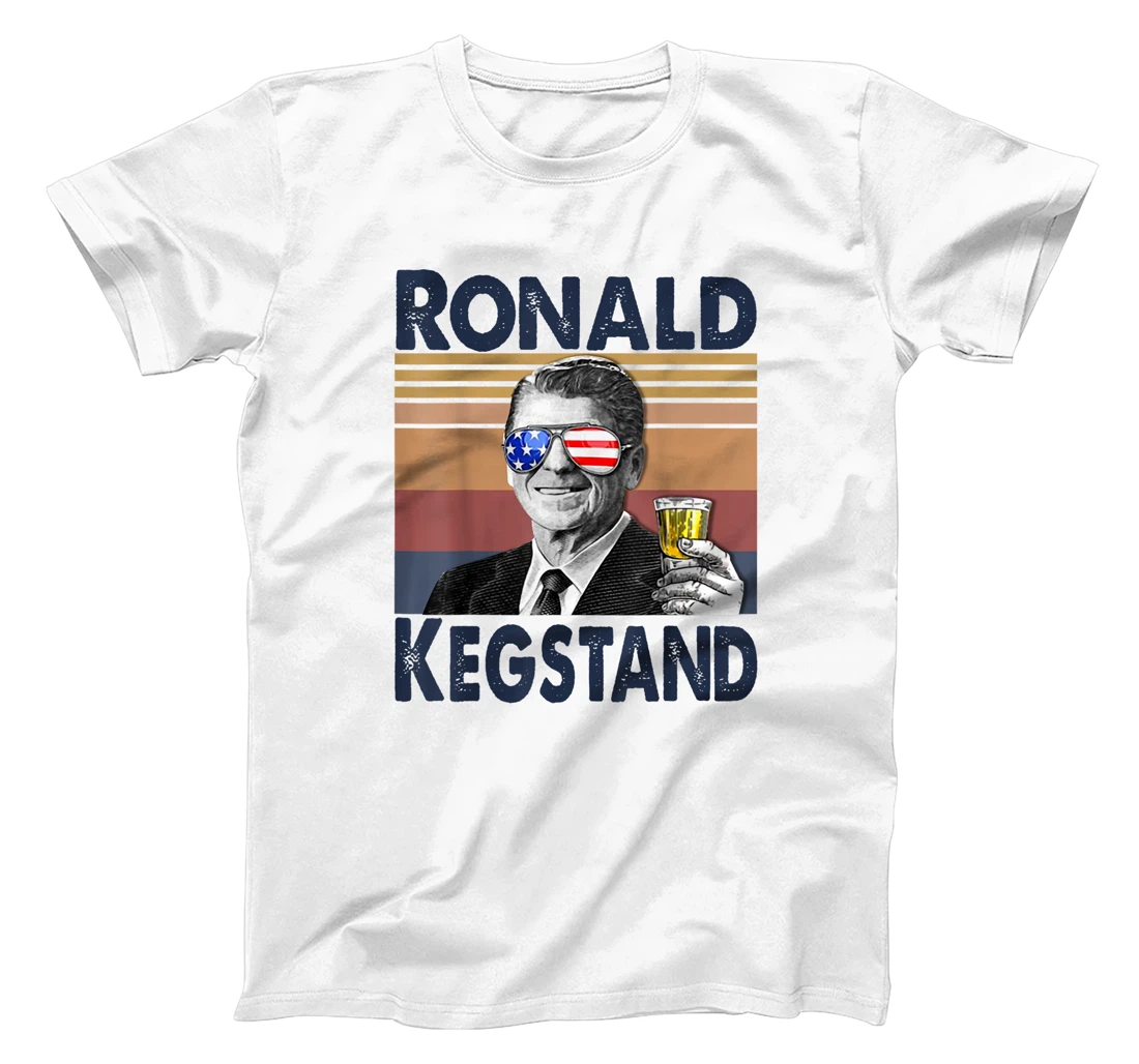 Ronald Kegstand 4th of July Independence Day Us Flag Retro T-Shirt, Women T-Shirt