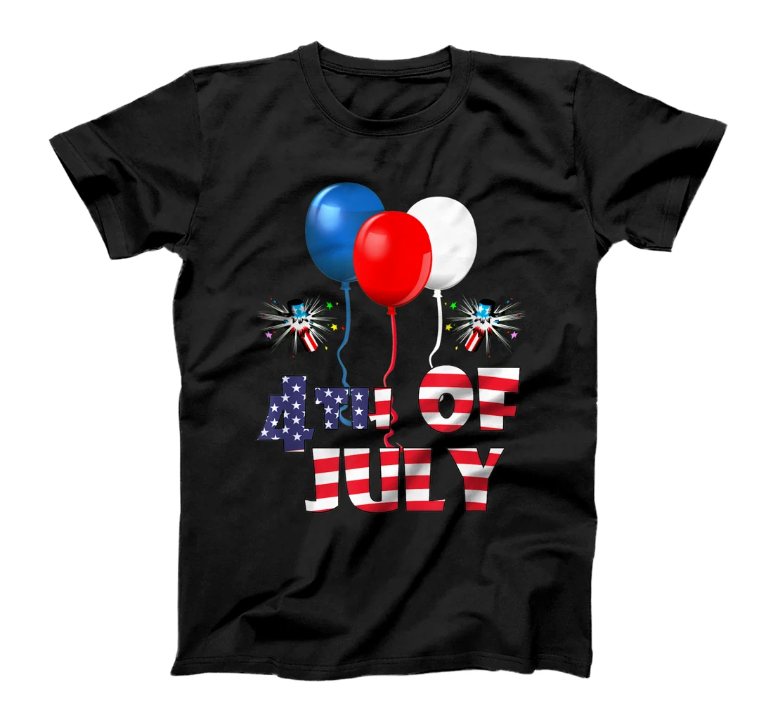 July 4th With Balloons and Fireworks T-Shirt, Kid T-Shirt and Women T-Shirt