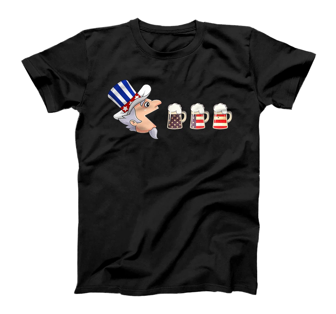 4th of July Uncle Sam American Flag Funny Beer Drinking T-Shirt, Women T-Shirt