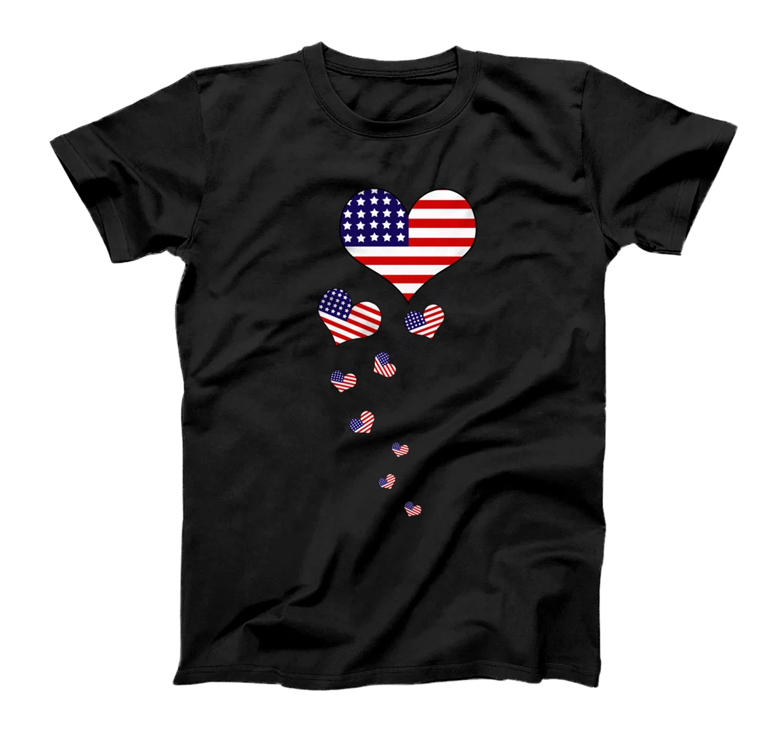 American Flag Hearts Patriotic T-Shirt