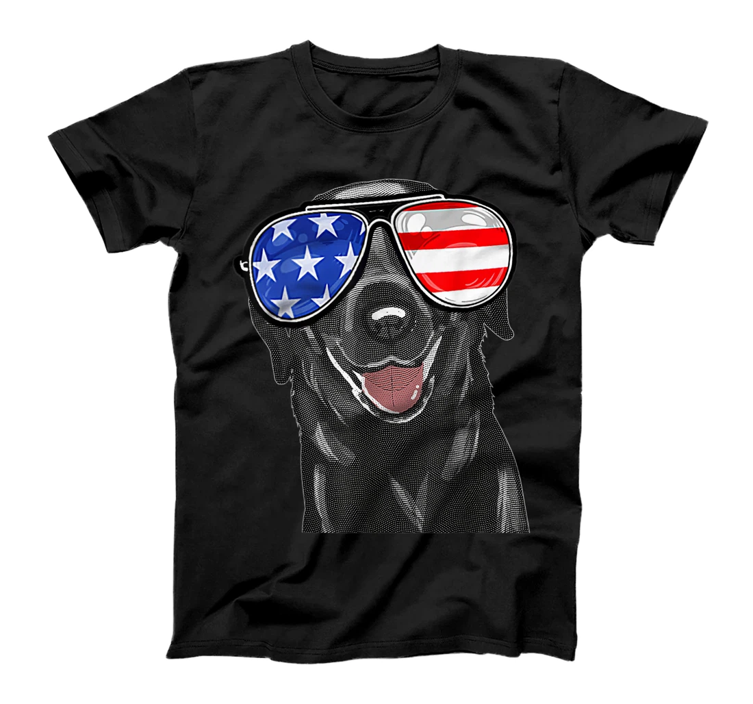 4TH OF JULY Funny black Lab Dog AMERICAN Flag Sunglasses T-Shirt, Kid T-Shirt and Women T-Shirt