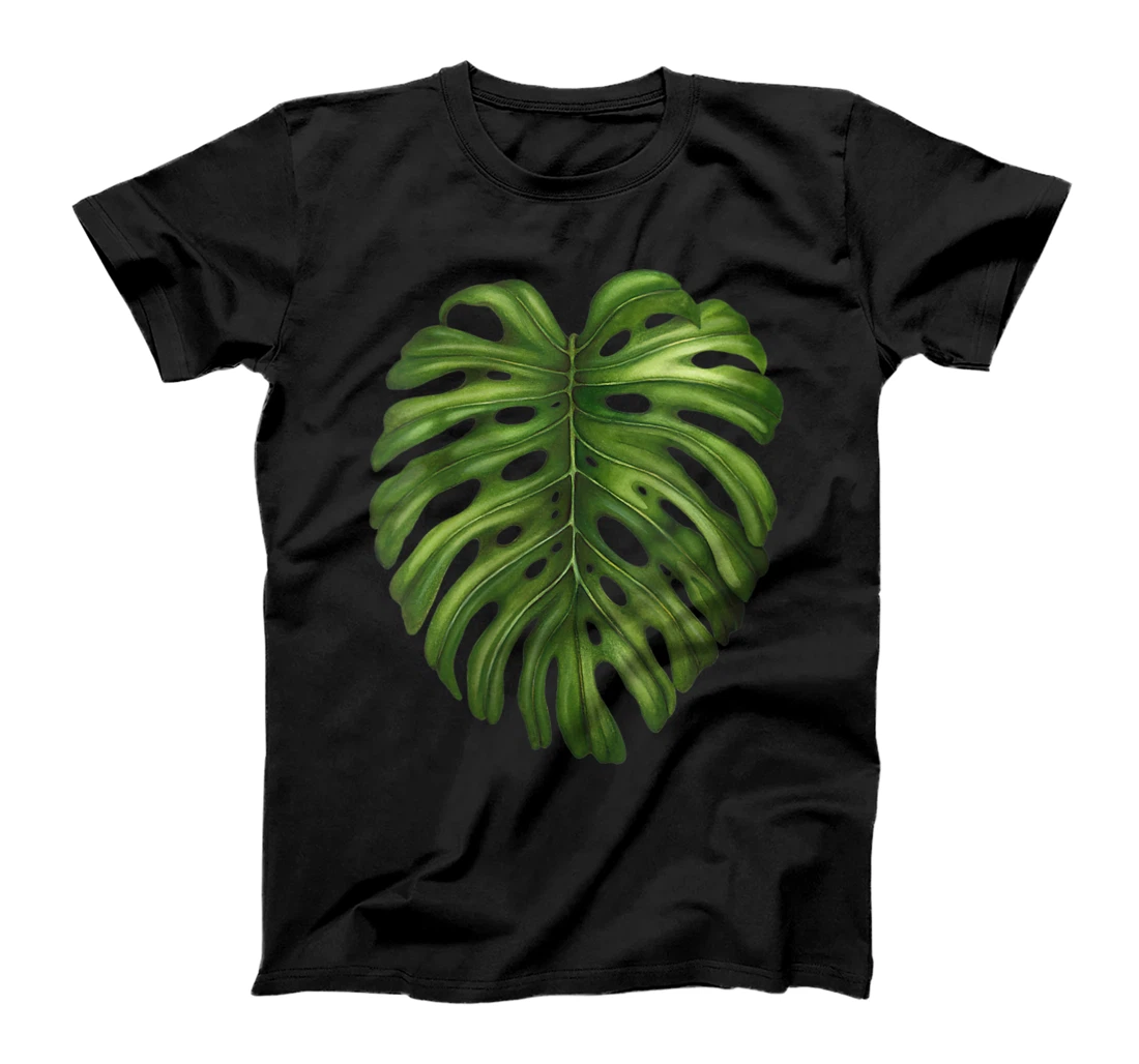 Womens Tropical Monstera Leaf Botanical Graphic Print T-Shirt, Women T-Shirt