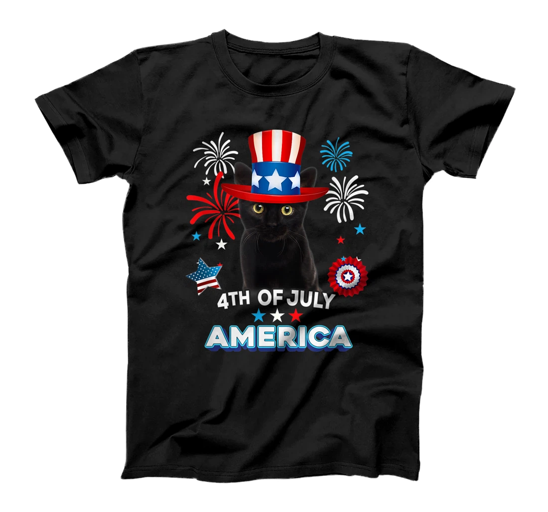 Personalized 4th Of July Patriotic Day Black Cat Independence Day T-Shirt, Women T-Shirt