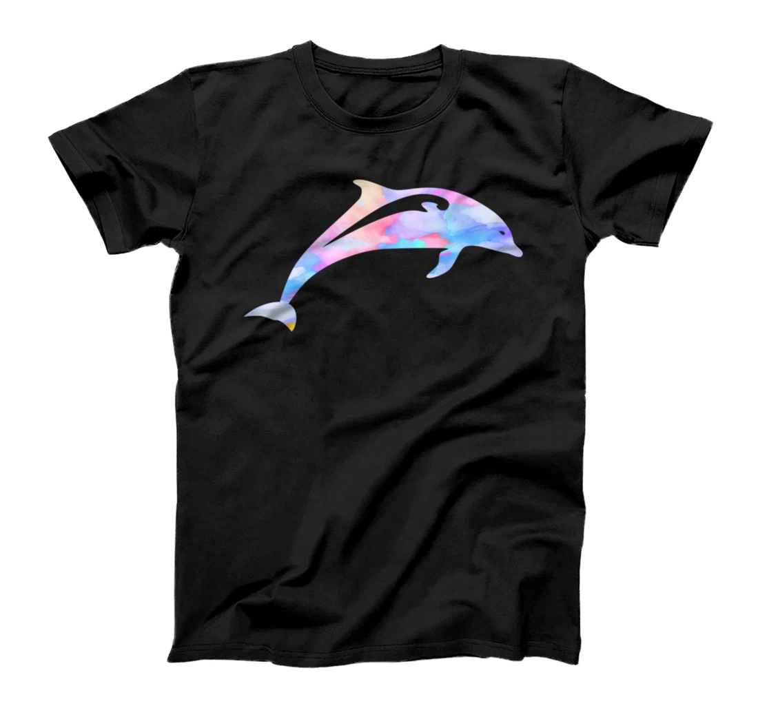 Personalized Watercolor Paint Dolphin Conservation Ocean Wildlife Art T-Shirt