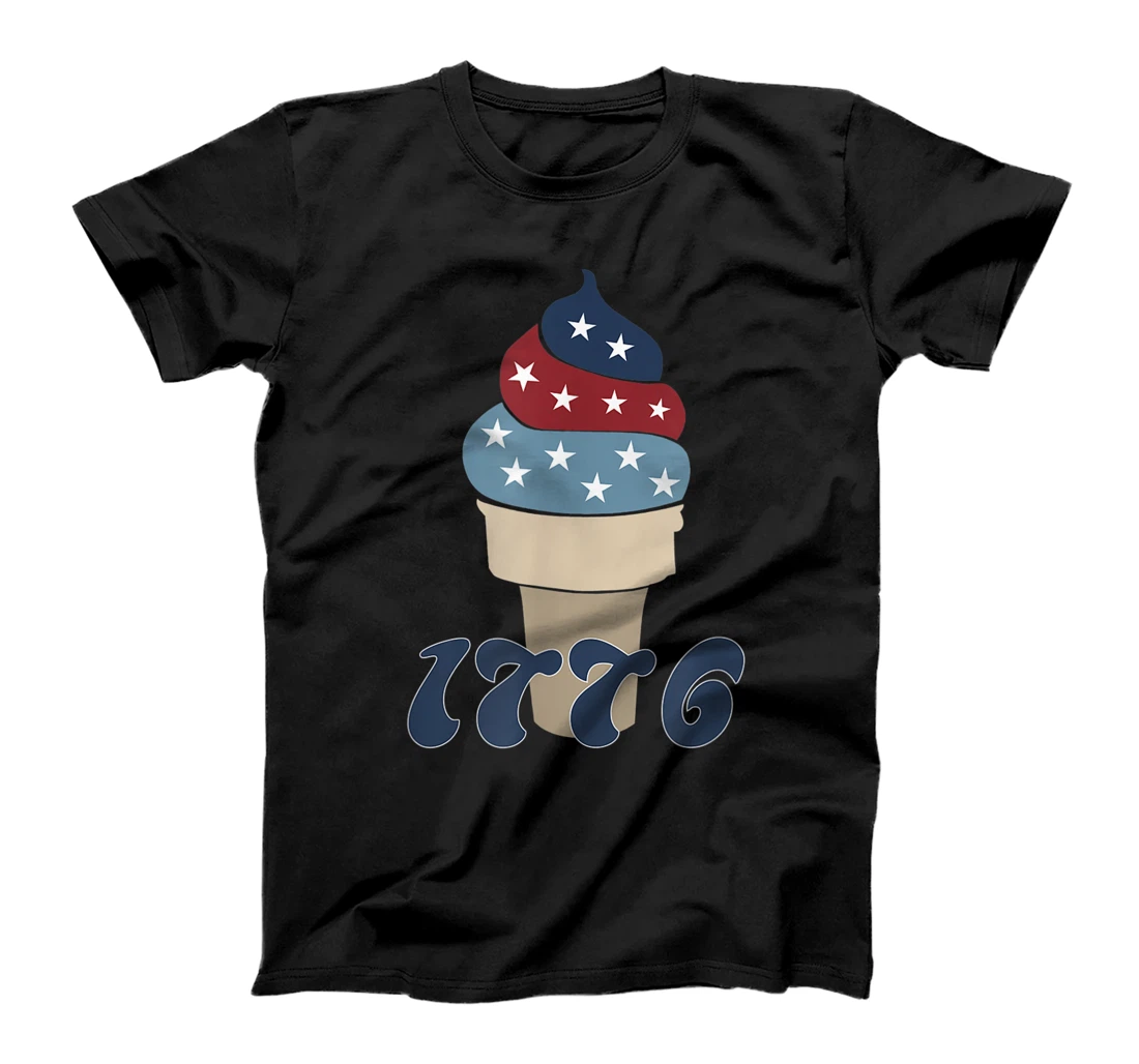 USA 1776 Ice Cream July 4th American Flag Patriotic Themed T-Shirt, Kid T-Shirt and Women T-Shirt