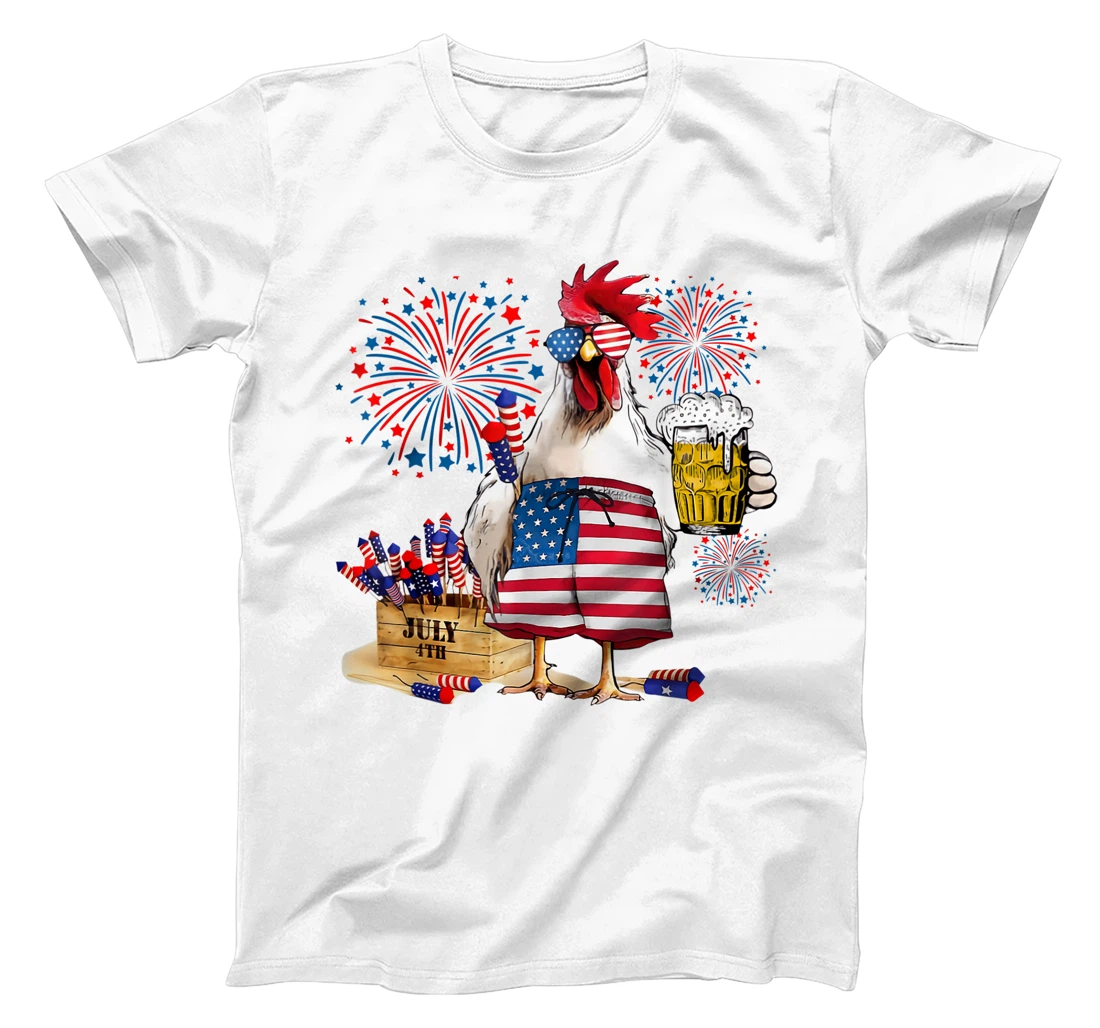 Chicken drinking beer independence day T-Shirt, Women T-Shirt