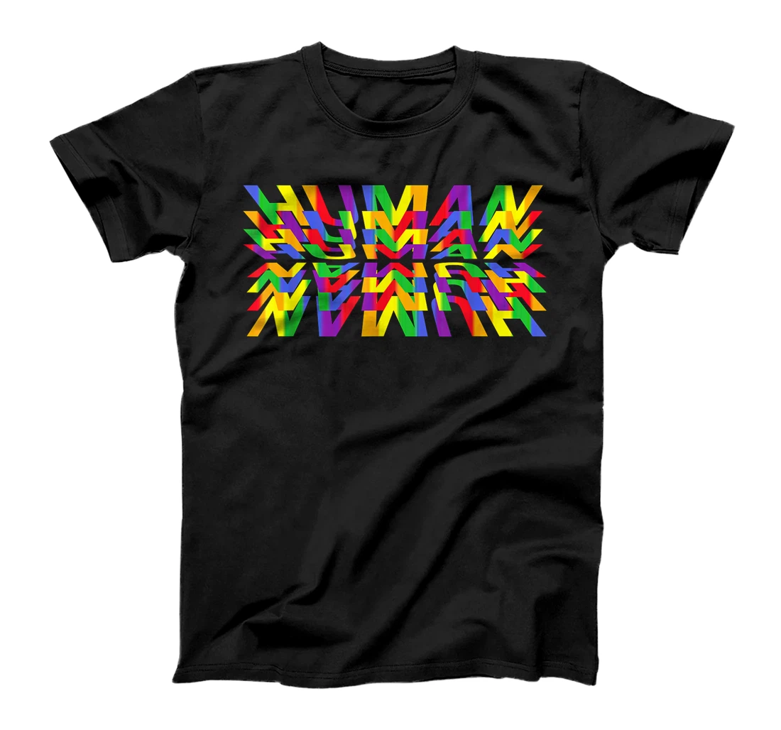Personalized Lesbian HUMAN LGBT Flag Gay Pride Month Transgender T-Shirt, Women T-Shirt