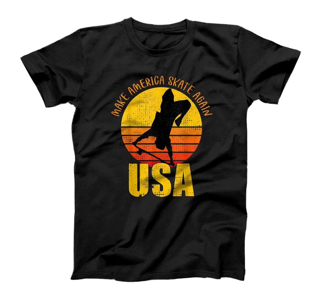 Personalized Make America Skate Again USA Skateboarding T-Shirt, Kid T-Shirt and Women T-Shirt