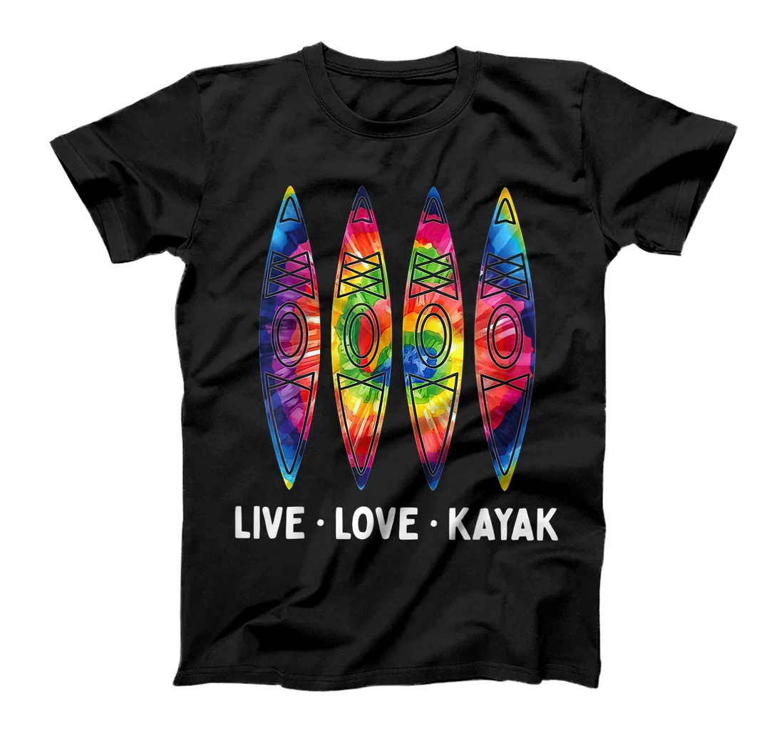 Personalized Live Love Kayak Girl Tie Dye Outdoor Hiking Man Women Tee T-Shirt, Kid T-Shirt and Women T-Shirt