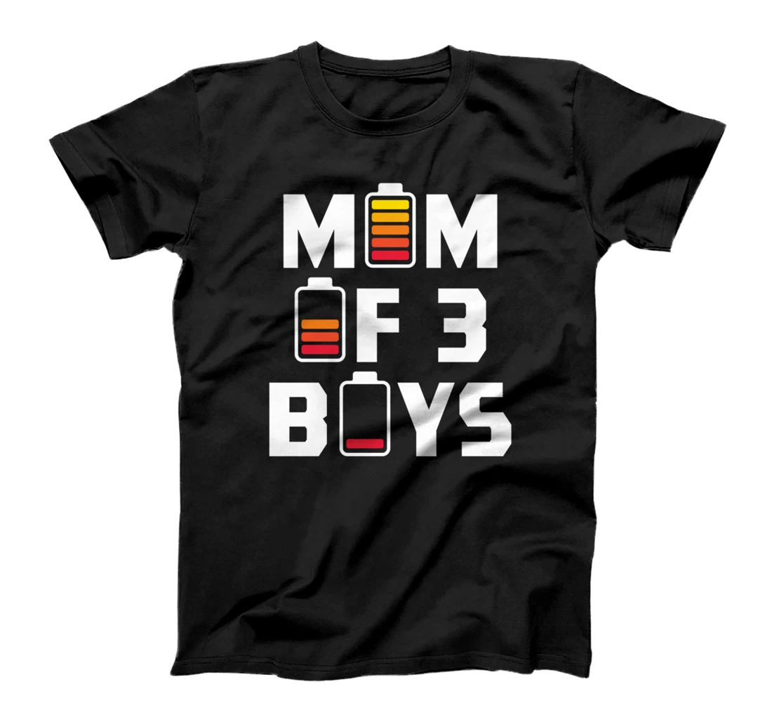 Personalized Mom of 3 Boys Battery Drained T-Shirt