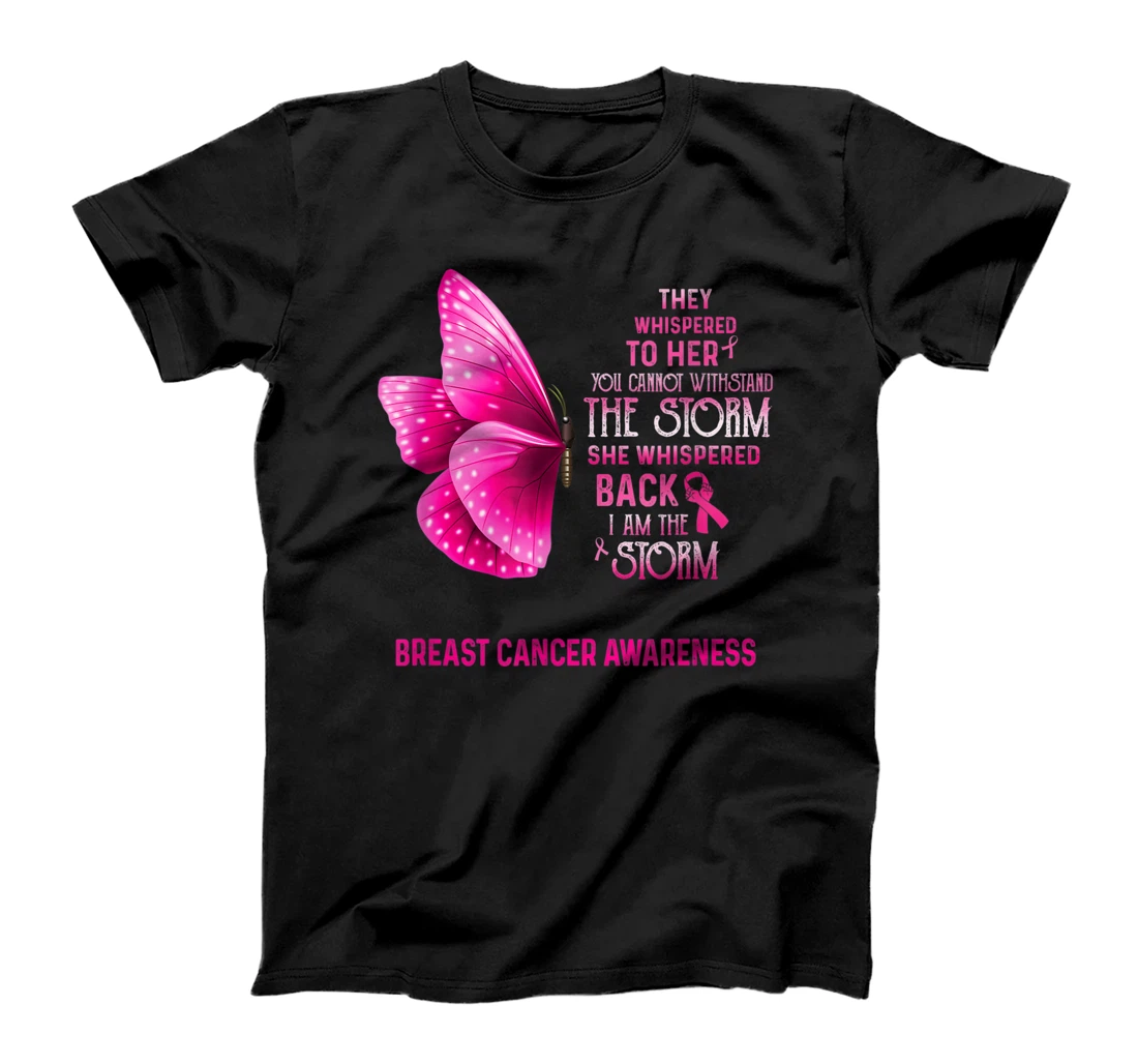 Personalized I Am The Storm Breast Cancer Awareness Butterfly T-Shirt, Women T-Shirt