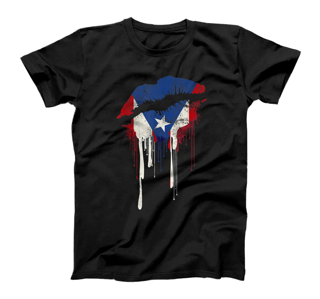 Puerto Rico Flag Lips | Beso Que Gotea | Distressed T-Shirt, Women T-Shirt