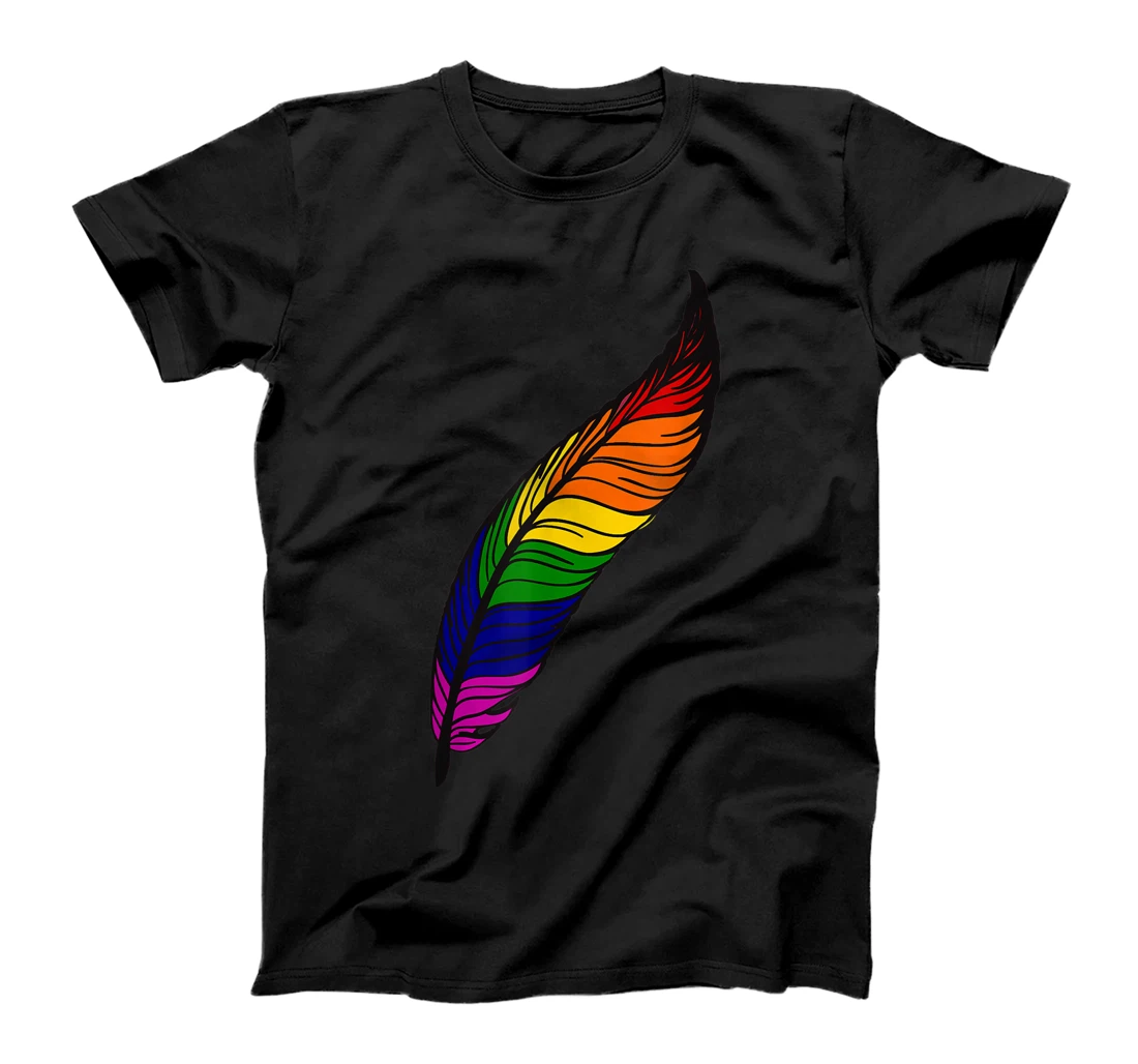 Cute Rainbow Flag Feather LGBTQ+ Queer Gay Pride Equality T-Shirt, Women T-Shirt