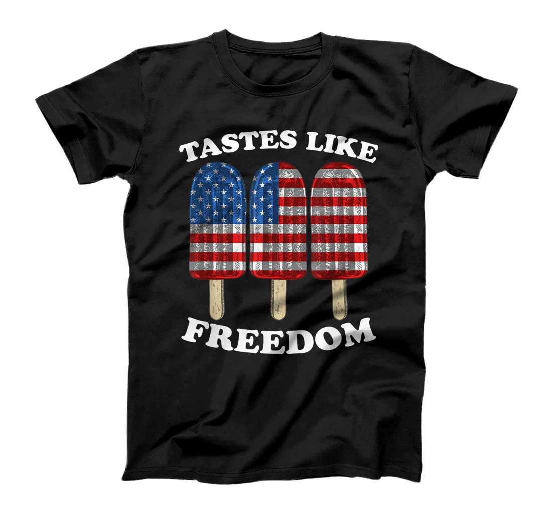 Personalized Tastes Like Freedom Popsicle American Flag 4th of July T-Shirt, Women T-Shirt