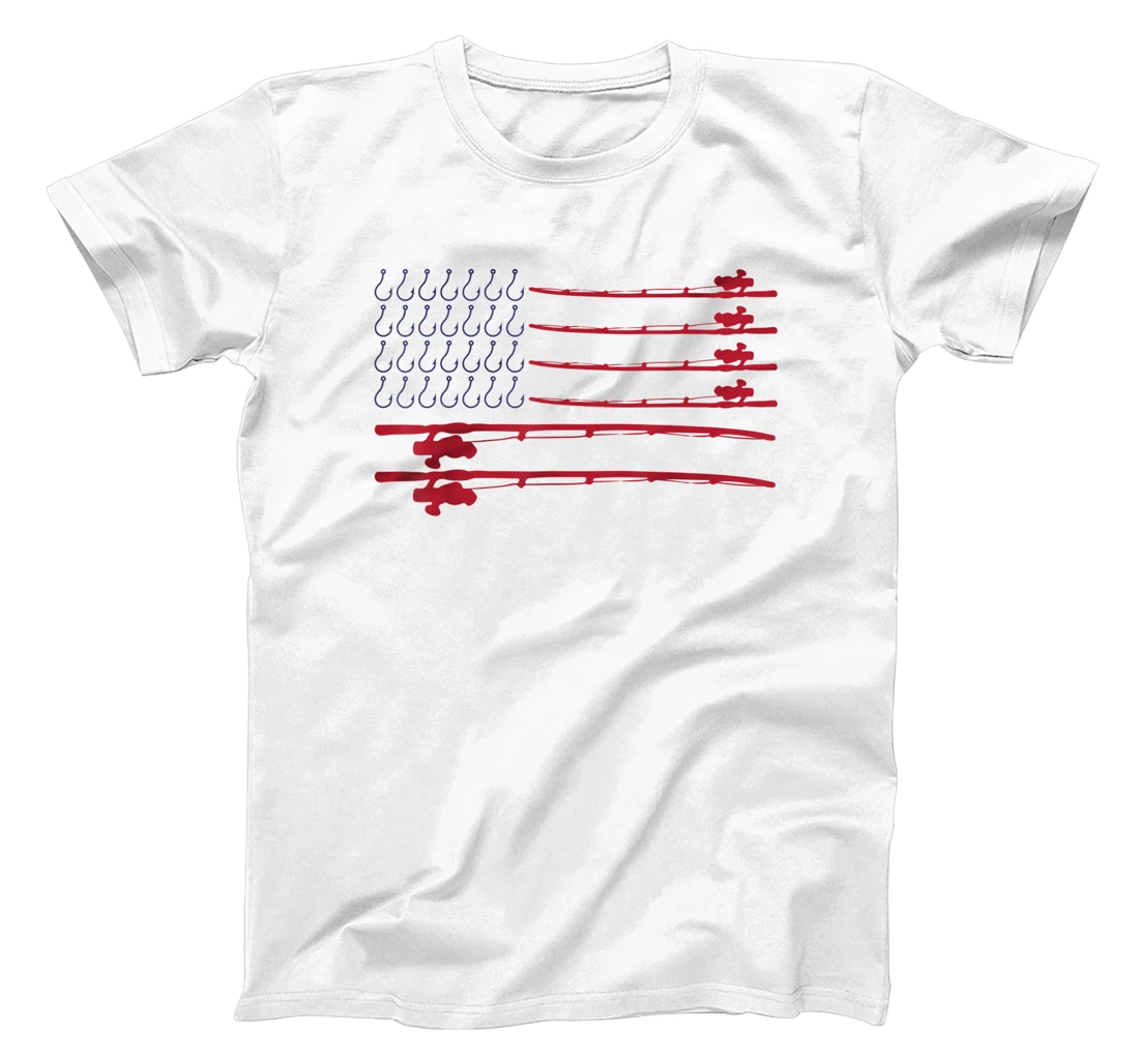 Personalized Fishing American flag rods hooks patriotic 4th Of July T-Shirt, Women T-Shirt