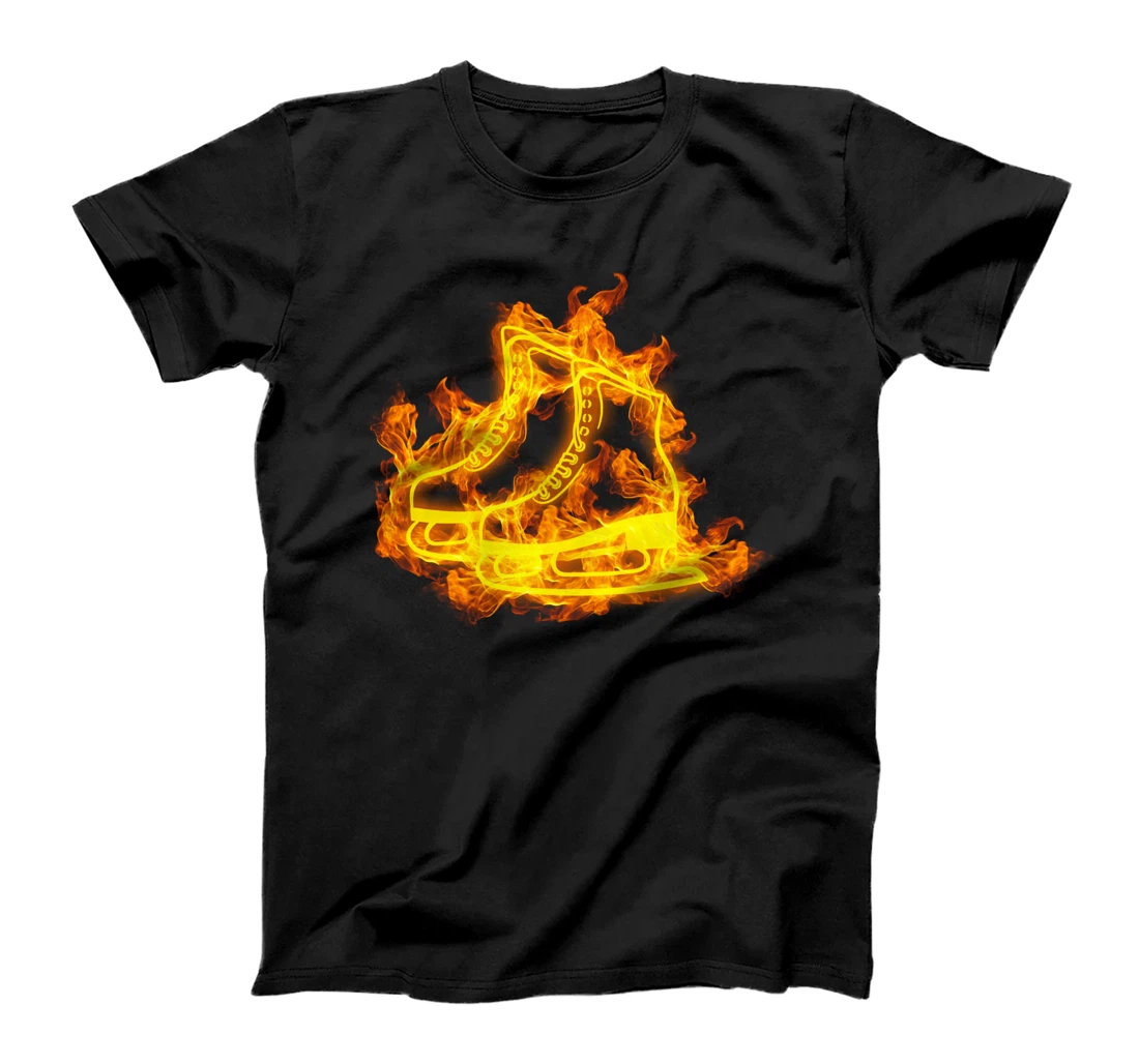 Personalized Fire Ice Skates Flaming Ice Skating Skater T-Shirt
