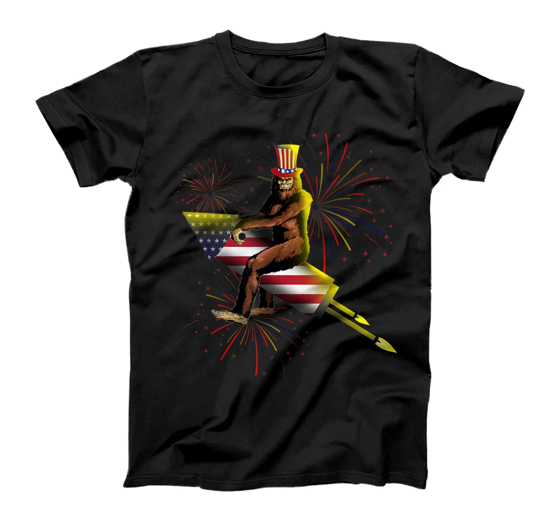Personalized Bigfoot Sasquatch Firecracker American USA Funny 4th Of July T-Shirt, Kid T-Shirt and Women T-Shirt